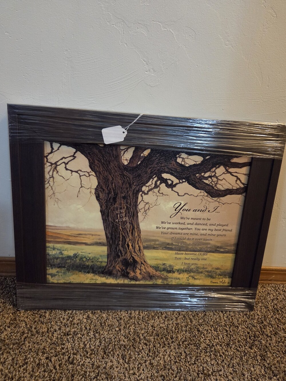 Bonnie Mohr Framed Tree Wall Art Print with Sentimental Poem - Brown
